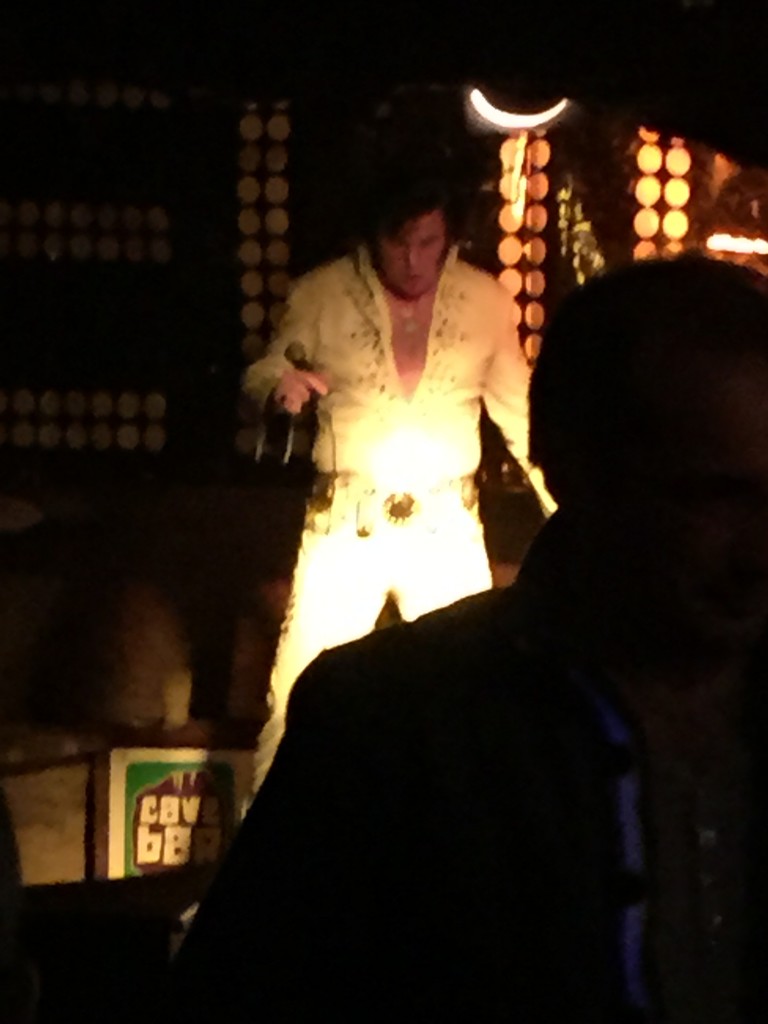 Elvis doing his thing on stage at the Cave Bar in Niederau, Austria
